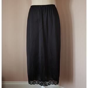 Vintage Black Nylon Half Slip by MMI | 1980s USA Made Women's Medium